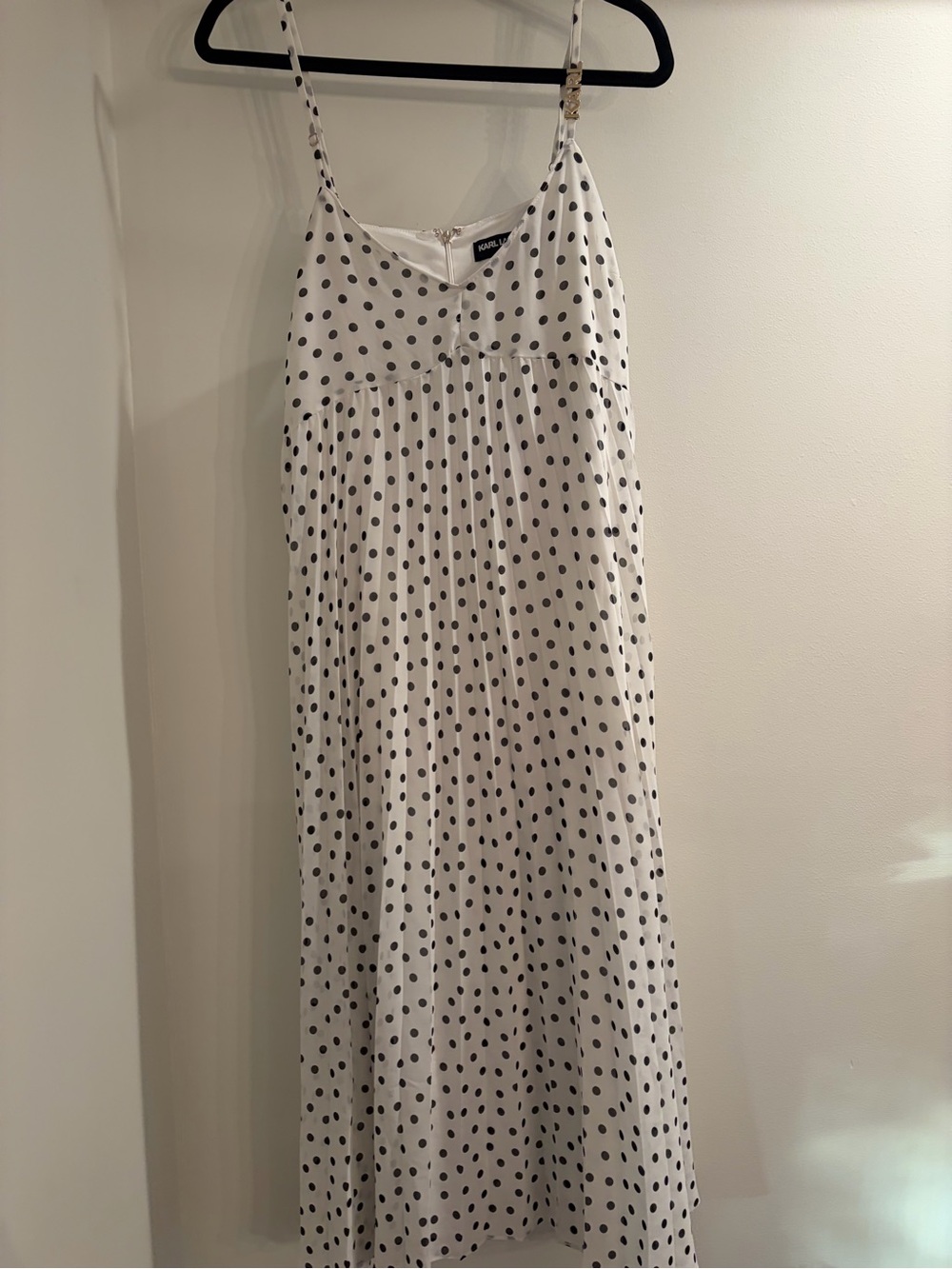 Karl Lagerfeld White Maxi Dress with Black Polka Dots
